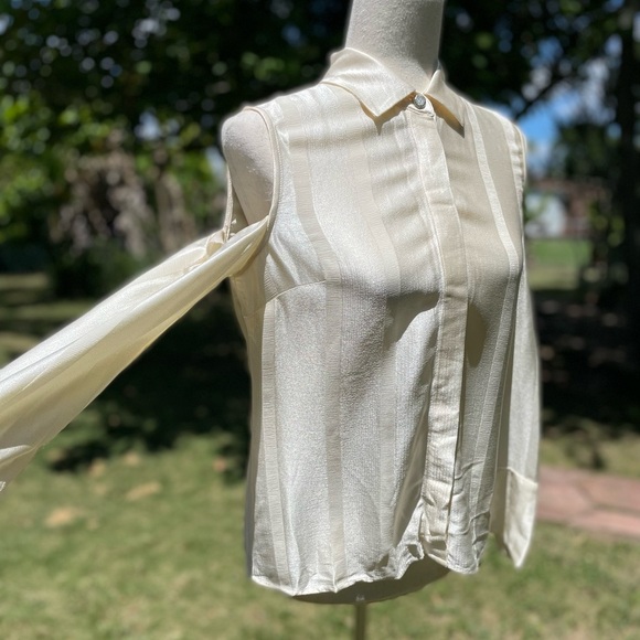 Alexis Cold Shoulder Stripes Cream Blouse - Picture 2 of 10